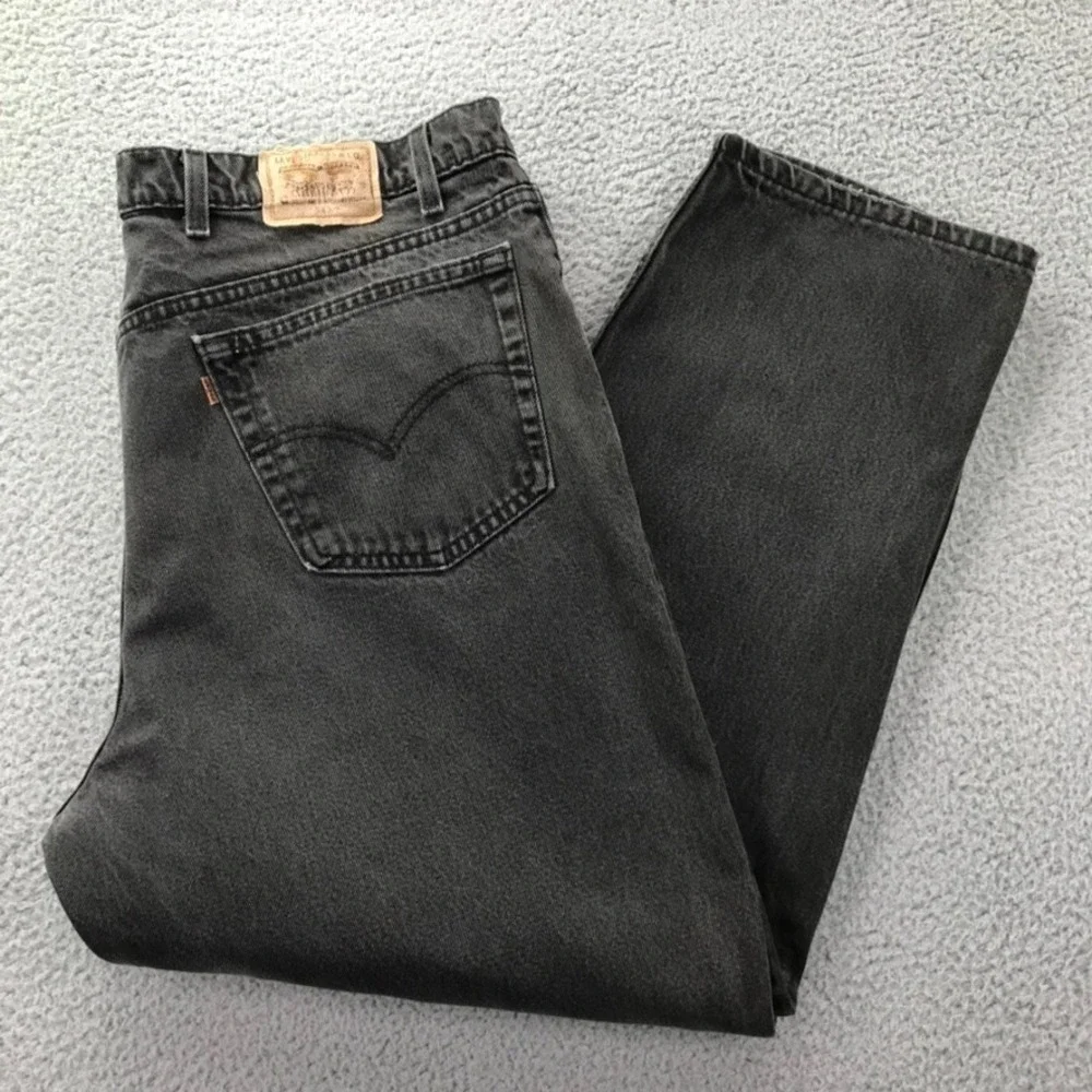 Levi's 545 Jeans Mens 42x29 Faded Black Loose Fit Vintage USA Made Denim
